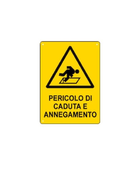 Cartello 'pericolo di caduta e annegamento'