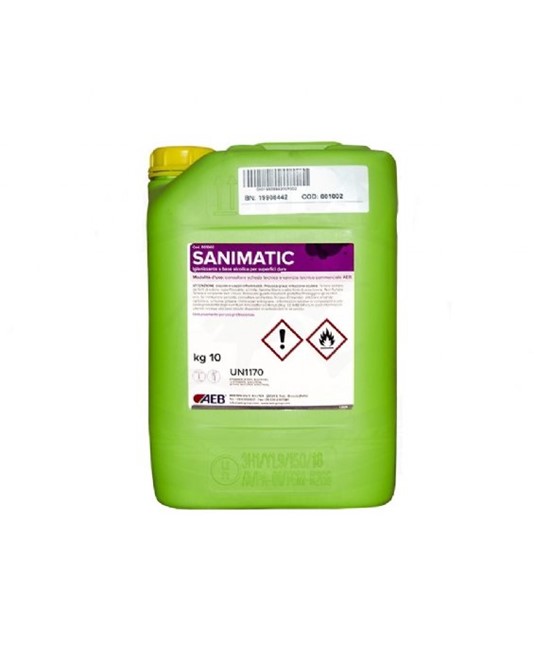 Sanimatic,sanificante a base alcolica, pronto all'uso. tanica lt.10