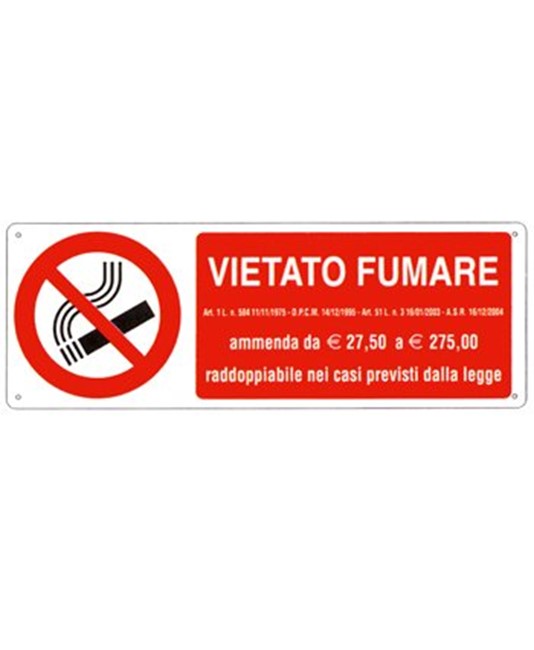 etichette adesive  vietato fumare ammenda da € 27,50 a € 275,00