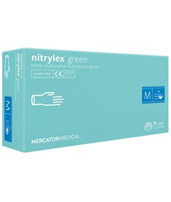 guanti in nitrile senza polvere Mercator Nytrilex green
