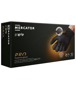 guanti monouso robusti in nitrile Mercator Gogrip black
