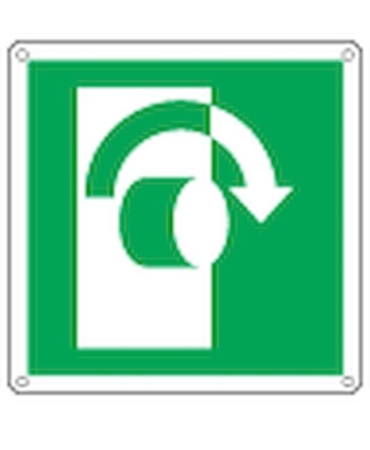 Cartello con simbolo 'girare maniglia a destra'