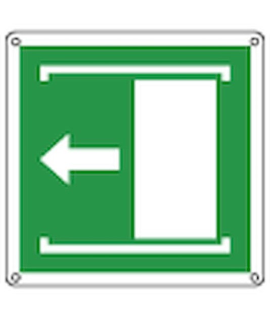 Cartello con simbolo 'porta scorrevole apertura sinistra'