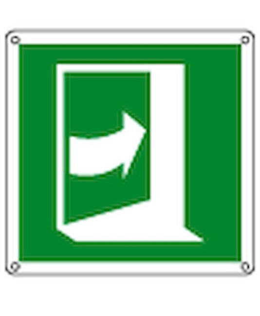 Cartello di emergenza con simbolo 'apertura a spinta a destra'