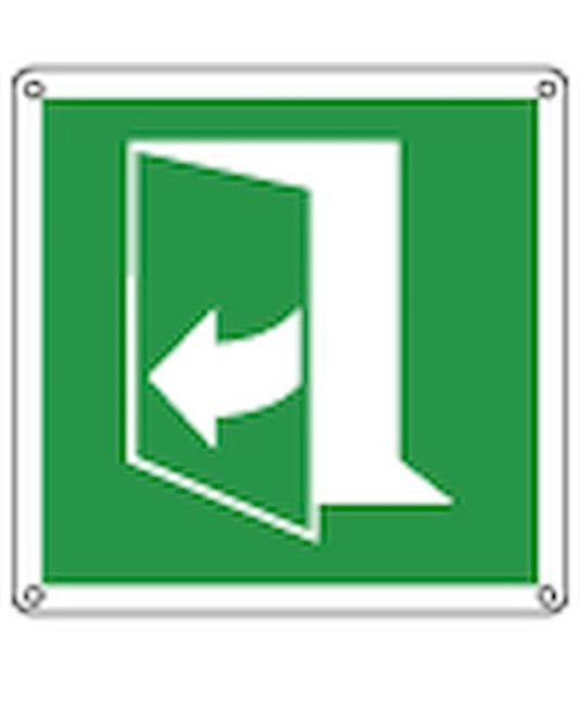 Cartello di emergenza con simbolo 'tirare verso sinistra'