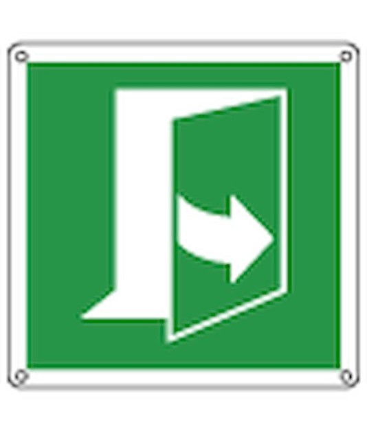 Cartello di emergenza con simbolo 'tirare verso destra'
