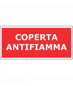 etichette adesive scritta 'coperta antifiamma', formato 370 x 170 mm