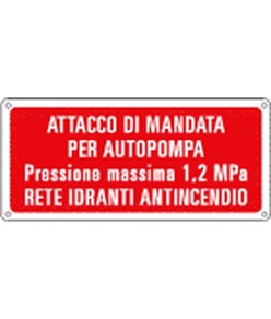 etichette adesive 'attacco di mandata per autopompa' VVF, dimensioni 370x170mm
