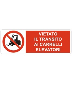 Set di 5 etichette adesive 'vietato il transito ai carrelli elevatori', dimensioni 350 x 125mm