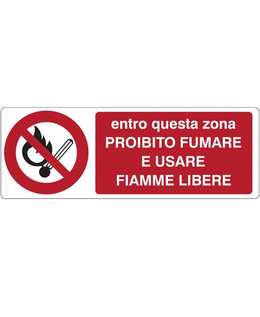 etichette adesive 'entro questa zona proibito fumare e usare fiamme libere'