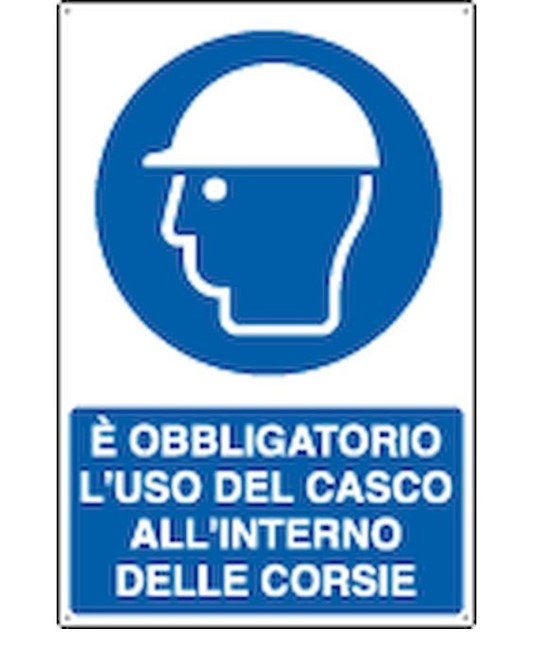 Cartello  è obbligatorio l'uso del casco all'interno delle corsie