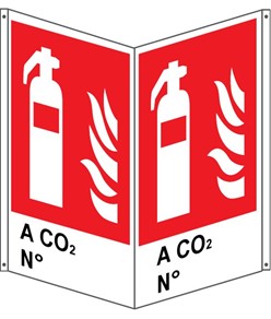 Cartello bifacciale con simbolo estintore ' A CO2 N°'