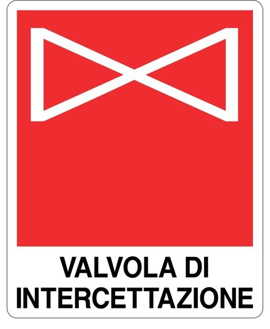 Cartello con scritta 'valvola di intercettazione'