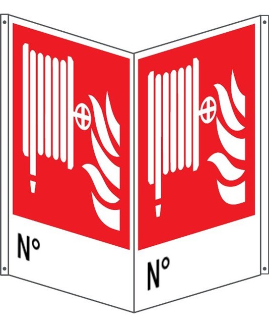 Cartello bifacciale con simbolo lancia antincendio 'N°'