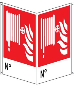 Cartello bifacciale con simbolo lancia antincendio 'N°'