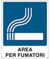 Cartello con scritta 'area per fumatori' in alluminio
