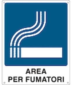 Cartello con scritta 'area per fumatori' in alluminio