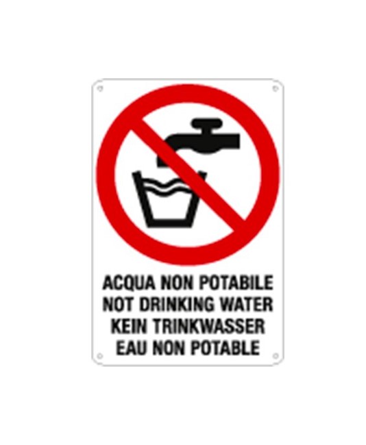 Cartello multilingue 'acqua non potabile'