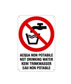 Cartello multilingue 'acqua non potabile'