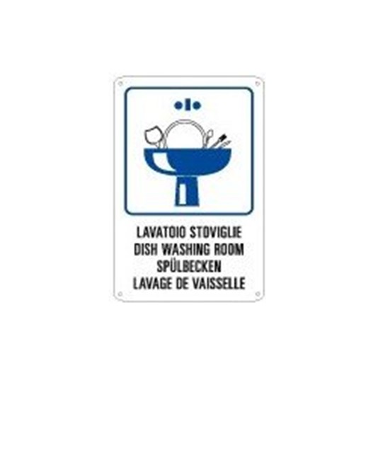 Cartello multilingue 'lavatoio stoviglie'