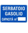 Cartello 'serbatoio gasolio capacità mq___'