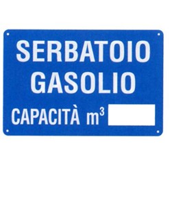 Cartello 'serbatoio gasolio capacità mq___'