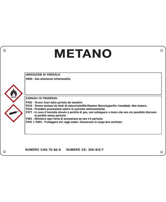 Cartello sostanza pericolosa 'metano'