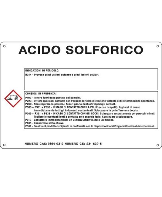 Cartello sostanza pericolosa 'acido solforico'