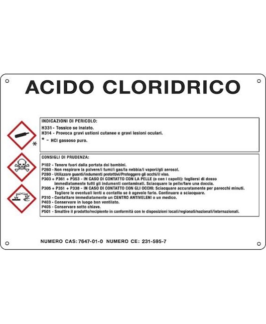 Cartello sostanza pericolosa 'acido cloridrico'