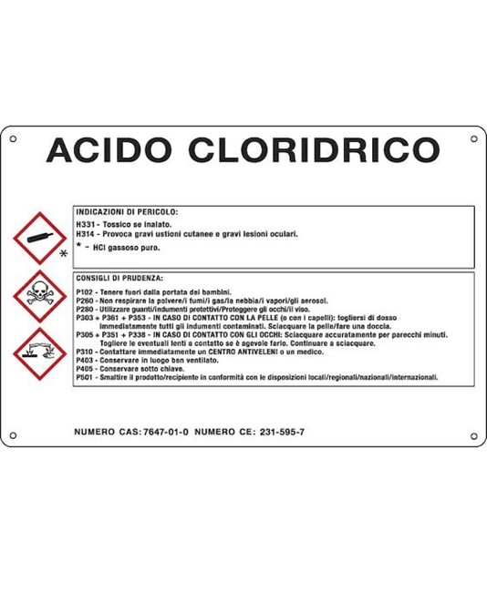 Cartello sostanza pericolosa 'acido cloridrico'