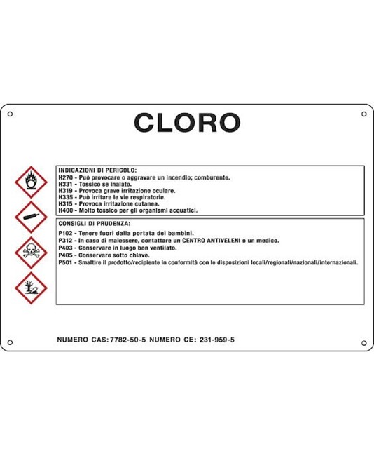 Cartello sostanza pericolosa 'cloro'