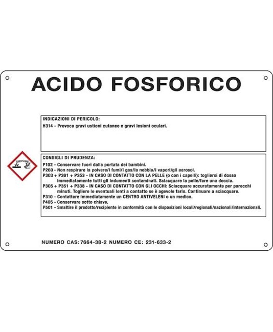 Cartello sostanza pericolosa 'acido fosforico'