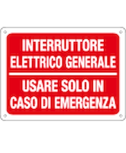Cartello interruttore elettrico usare in caso di emergenza