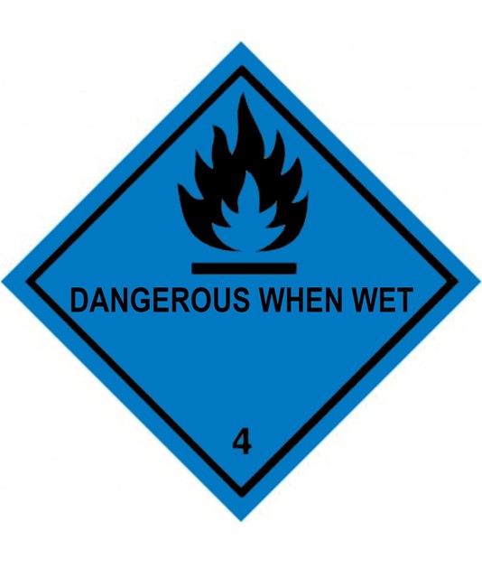 Cartello Trasporto Merci "Dangerous when wet"