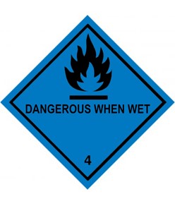 Cartello Trasporto Merci "Dangerous when wet", alluminio 300x300 mm