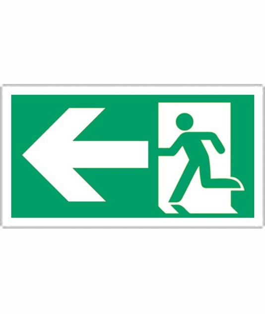 Cartello 'uscita di emergenza a sinistra'