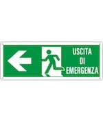 Cartello con scritta 'uscita di emergenza sinistra'