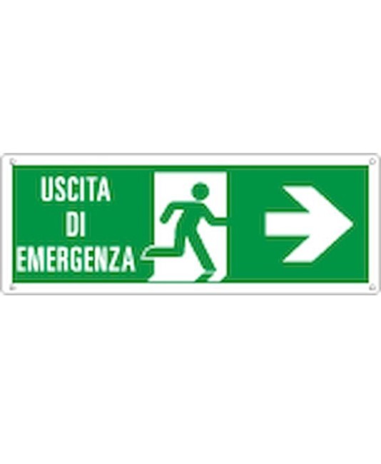 Cartello con scritta 'uscita di emergenza destra'
