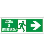 Cartello con scritta 'uscita di emergenza destra'