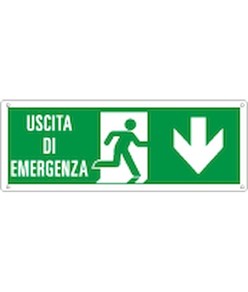 Cartello con scritta 'uscita di emergenza indietro'