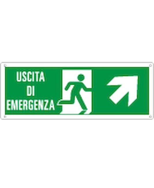 Cartello con scritta 'uscita di emergenza avanti/destra'