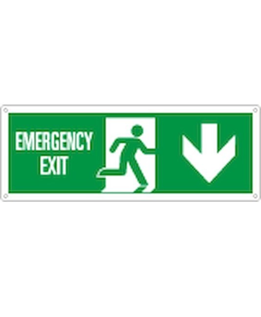 Cartello con scritta 'emergency exit indietro'