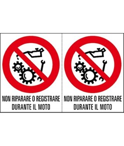 Adesivo 'non riparare o registrare durante il moto'. Da 2 o 4 etichette