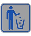 Pellicola adesiva d'indicazione 'gettare rifiuti'