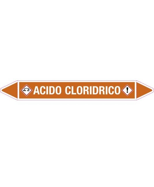 Foglio da 5 etichette autoadesive con frecce/simbolo/scritta Acido Cloridrico