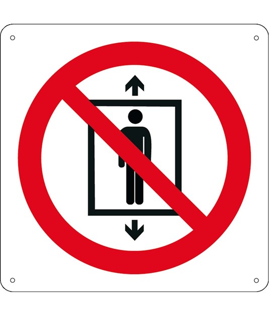 Cartello in alluminio vietato uso ascensore in caso di incendio