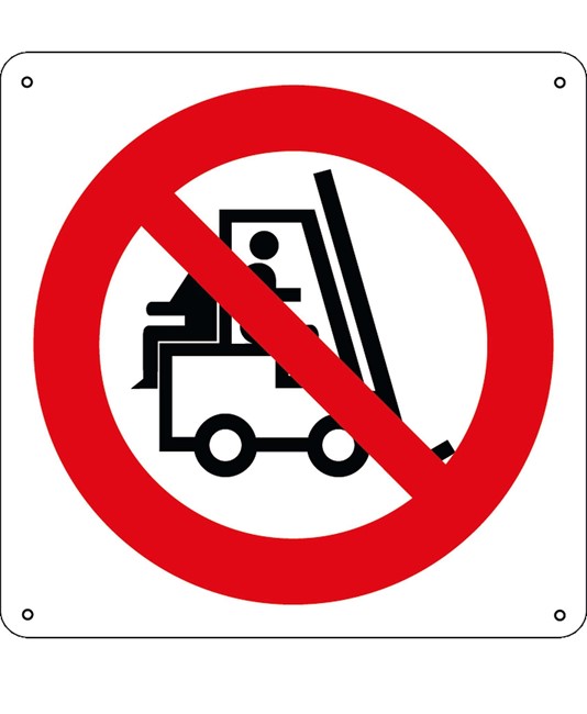 Cartello vietato  trasportare persone sui carrelli elevatori