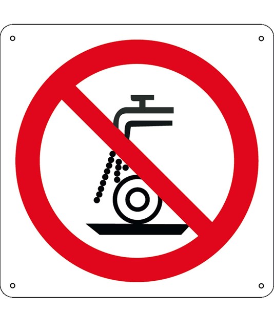 Cartello vietato  usare il disco con acqua o umido