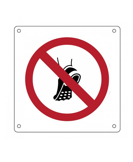 Cartello vietato  indossare scarpe con suole chiodate