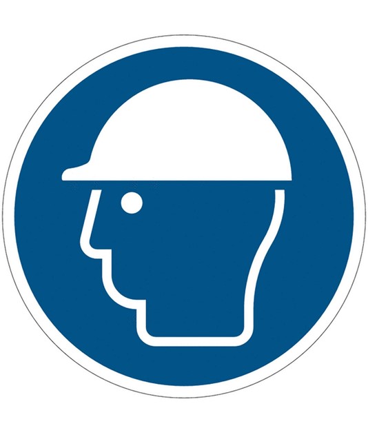 etichette adesive obbligo  indossare il casco di protezione